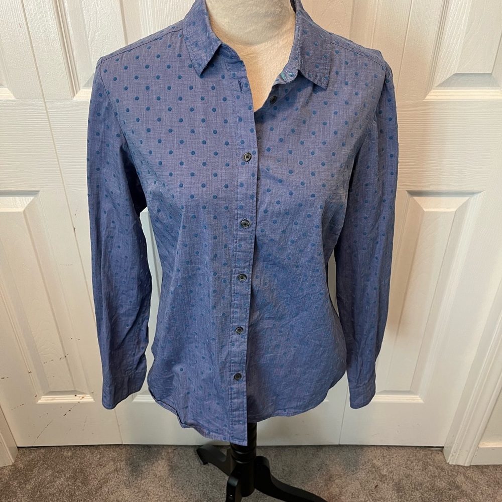 Boden size 8 Blue Polka Dot Button-Up Shirt
